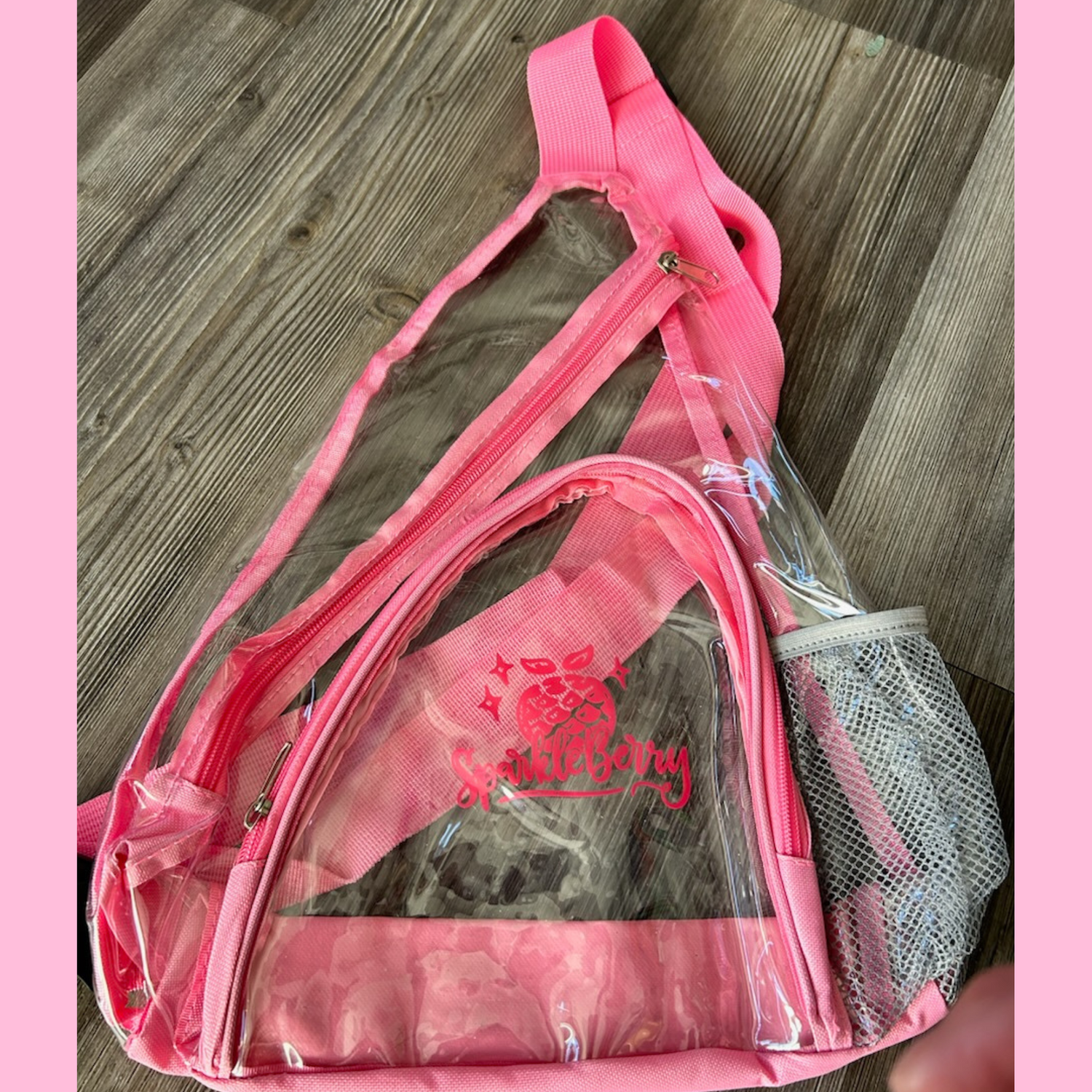 Clear See-through SparkleBerry Logo Backpack