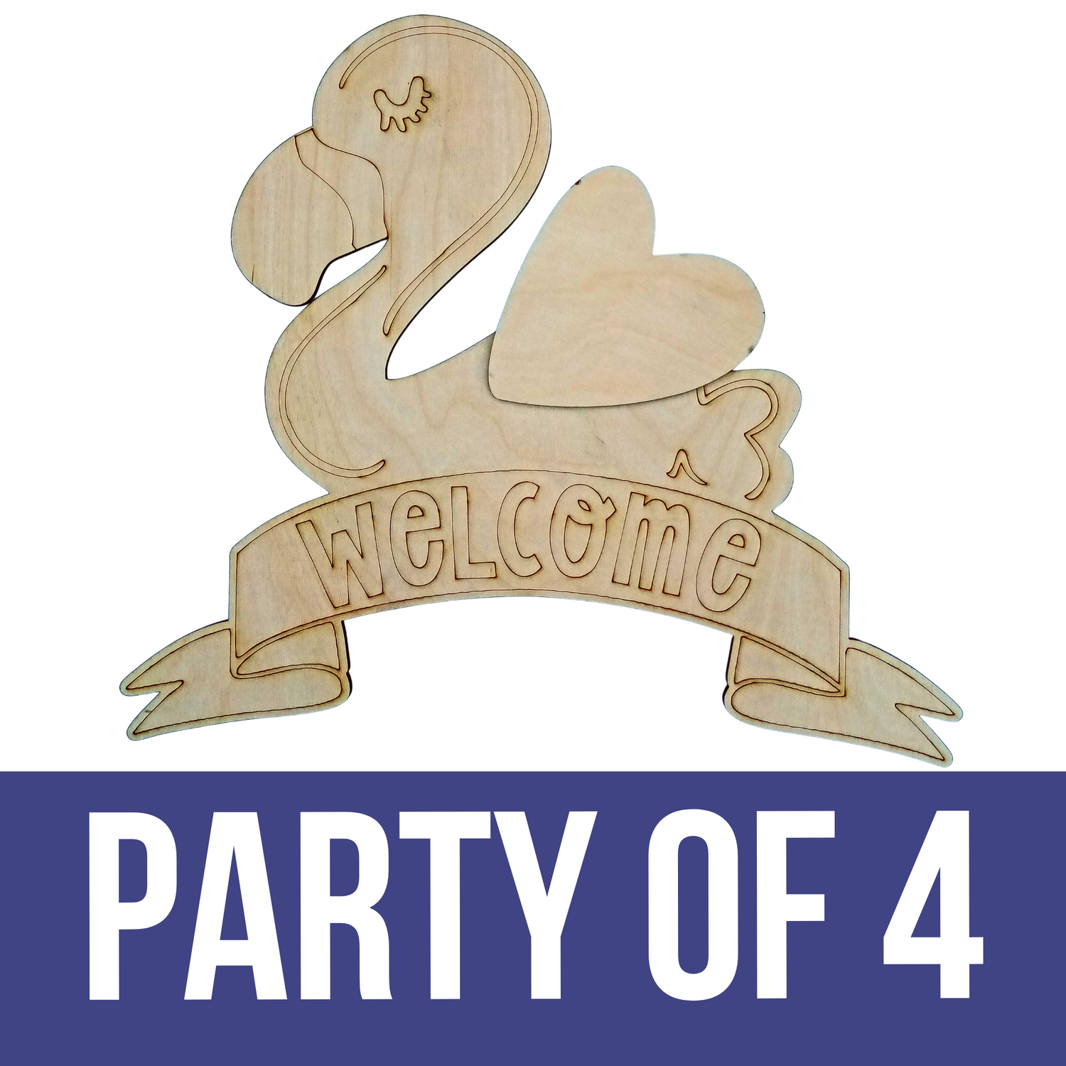 "Flamingo Welcome" DIY Paint Party - Unfinished Wood Cutout Shape