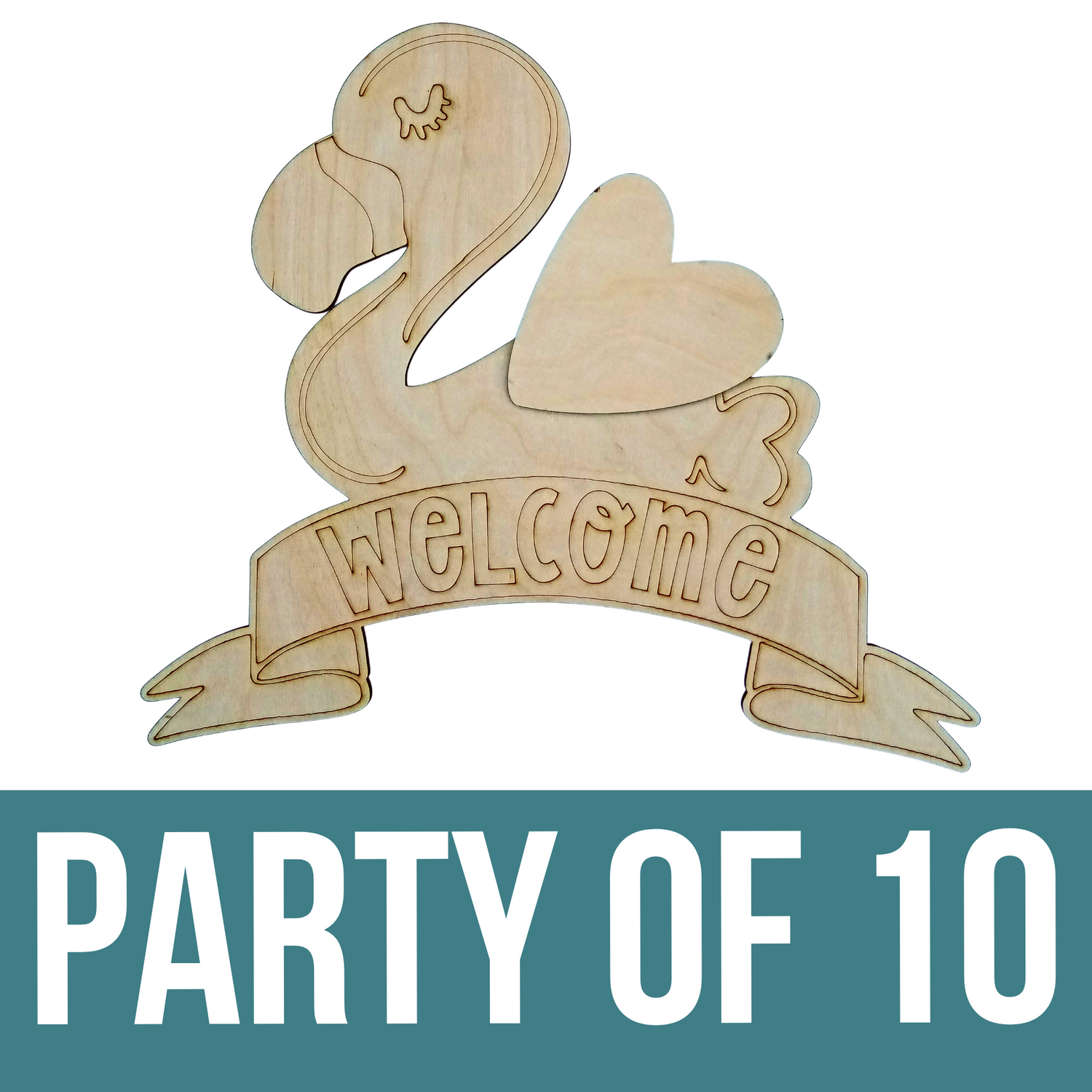 "Flamingo Welcome" DIY Paint Party - Unfinished Wood Cutout Shape